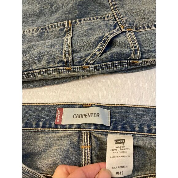 2 pairs Levi’s Cargo Carpenter shorts size 42 lot 100 cotton Vintage - Picture 2 of 5